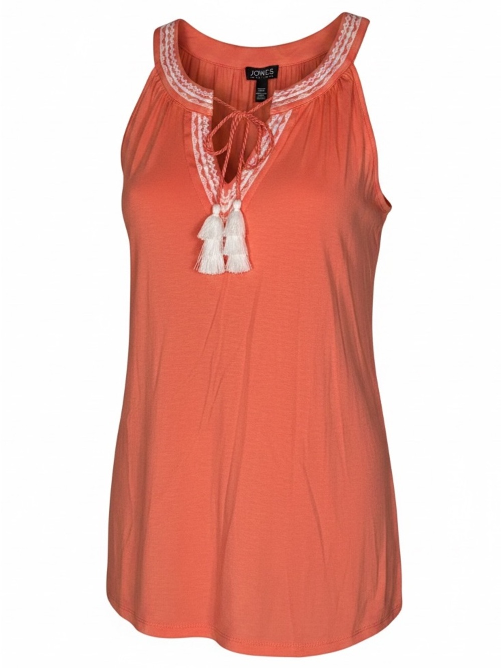 Jones New York Coral Sleeveless Tassel Tie Tank